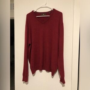 Toscano Men's 100% Merino Wool V-Neck Sweater in Burgundy XXL
